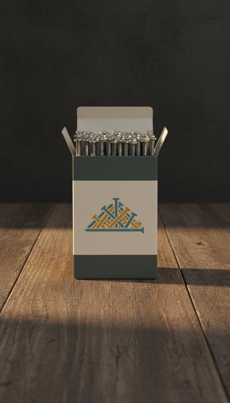 Box of 2" galvanized nails in a new setting