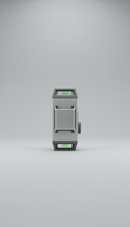 Stainless steel laser level, 3/4 angle product shots on seamless Mist Gray backdrop (not pure white) to maintain palette...