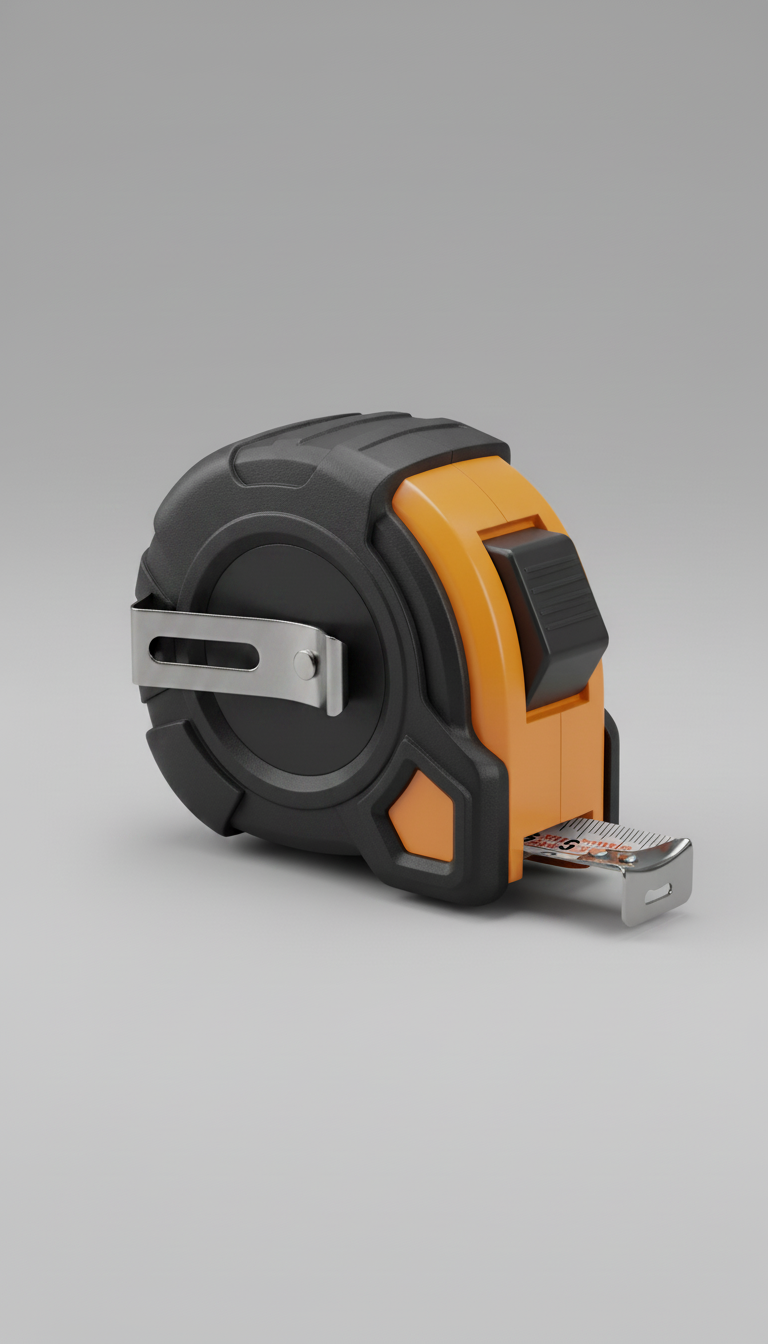 Alternate angle view of 5m tape measure industrial housing